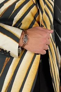 Leather Bracelet With Mirror Snake Monogram