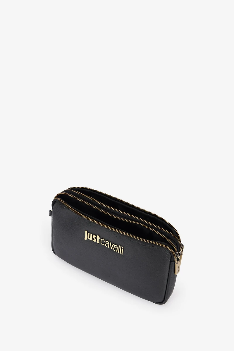 Just Cavalli Black Shoulder Bag With Logo