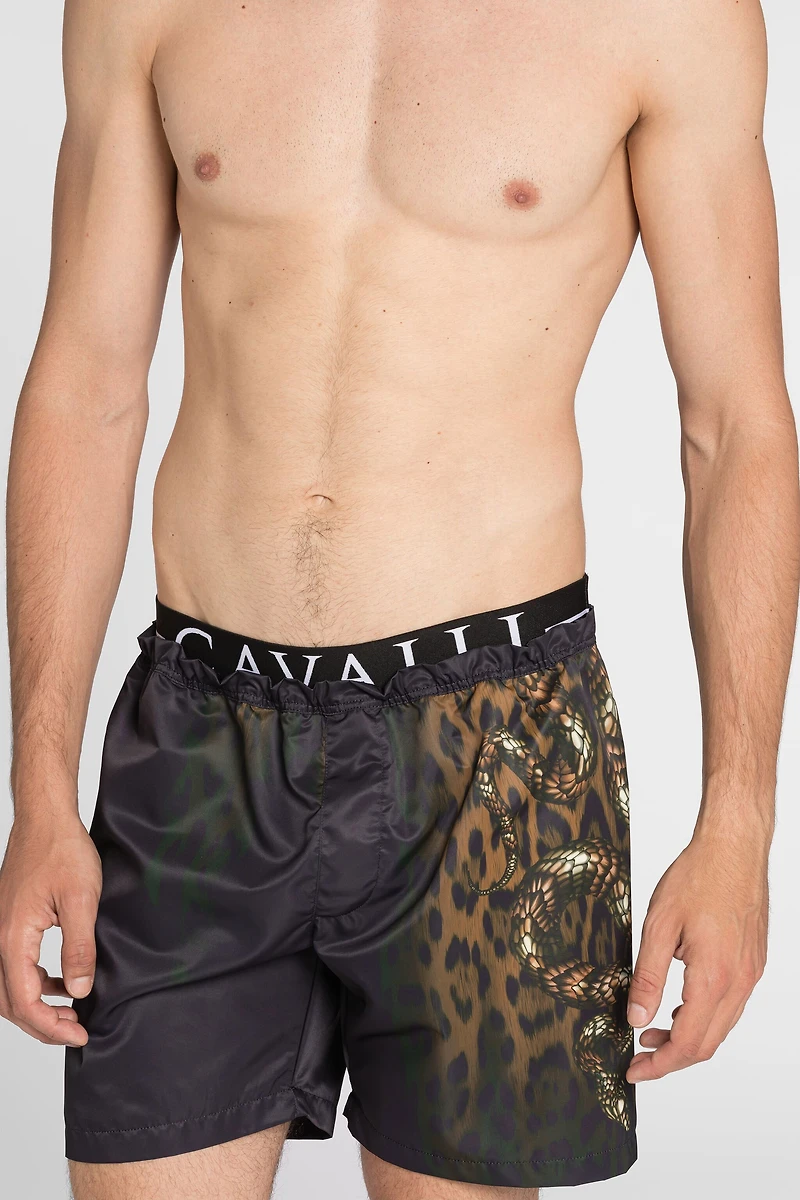 Leopard-print swim shorts