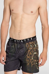 Leopard-print swim shorts