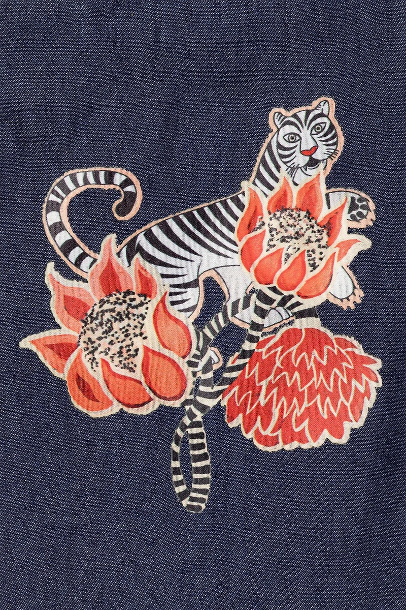 Flower And Tiger-Print Top