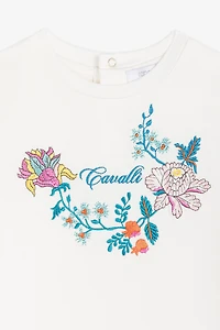 Floral-Embroidered Cotton T-Shirt