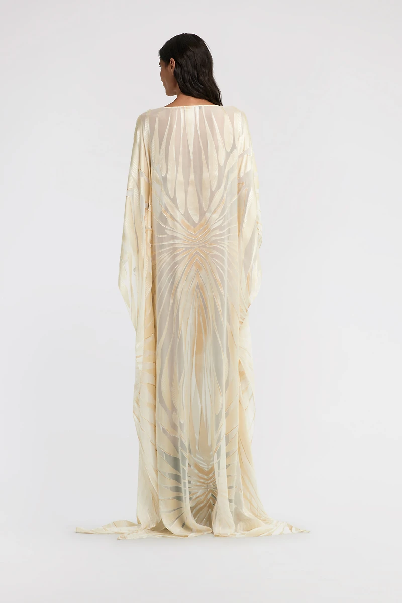 Satin caftan with Ray Of Gold print