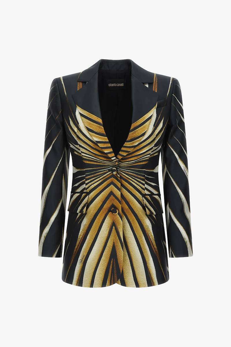 Ray Of Gold Print Silk Jacket