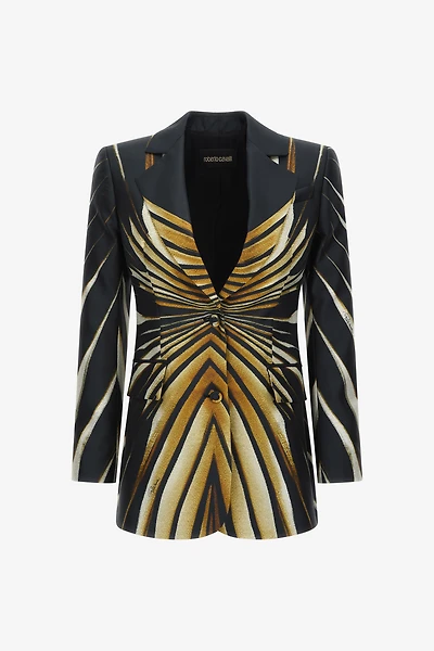 Ray Of Gold Print Silk Jacket
