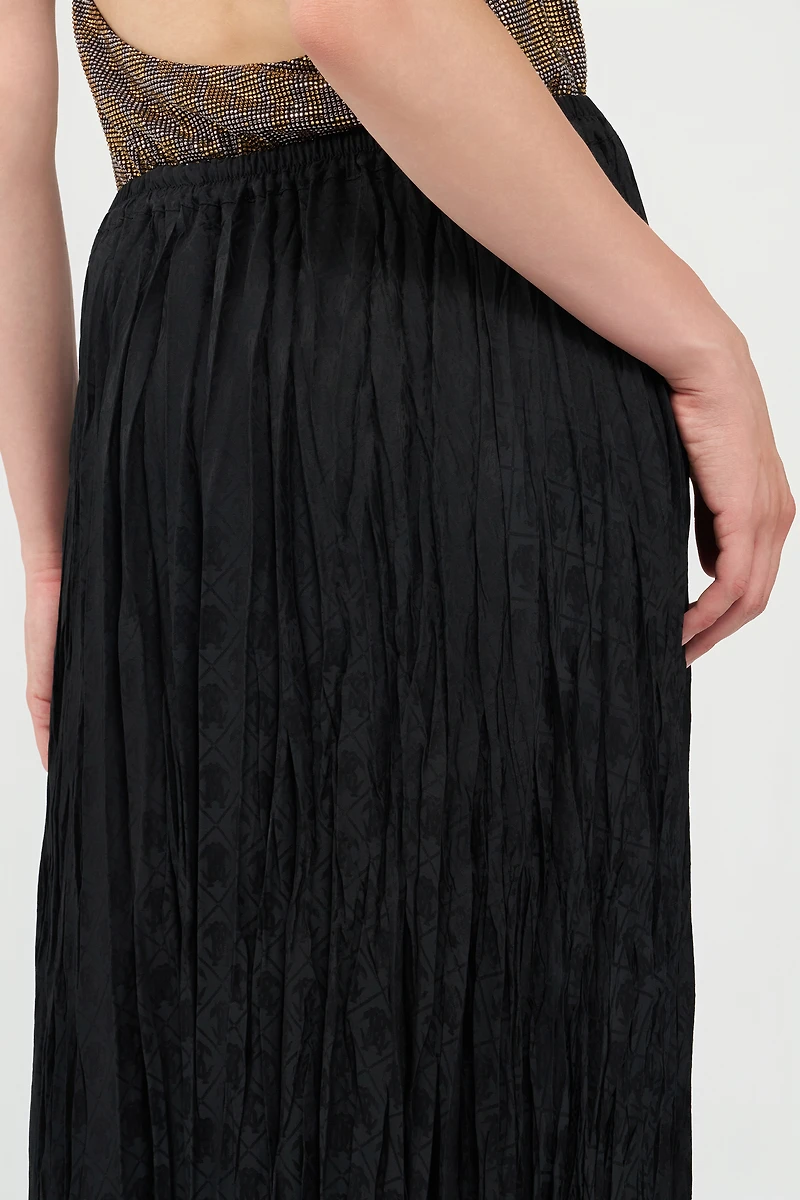 Silk Midi Skirt with Monogram RC