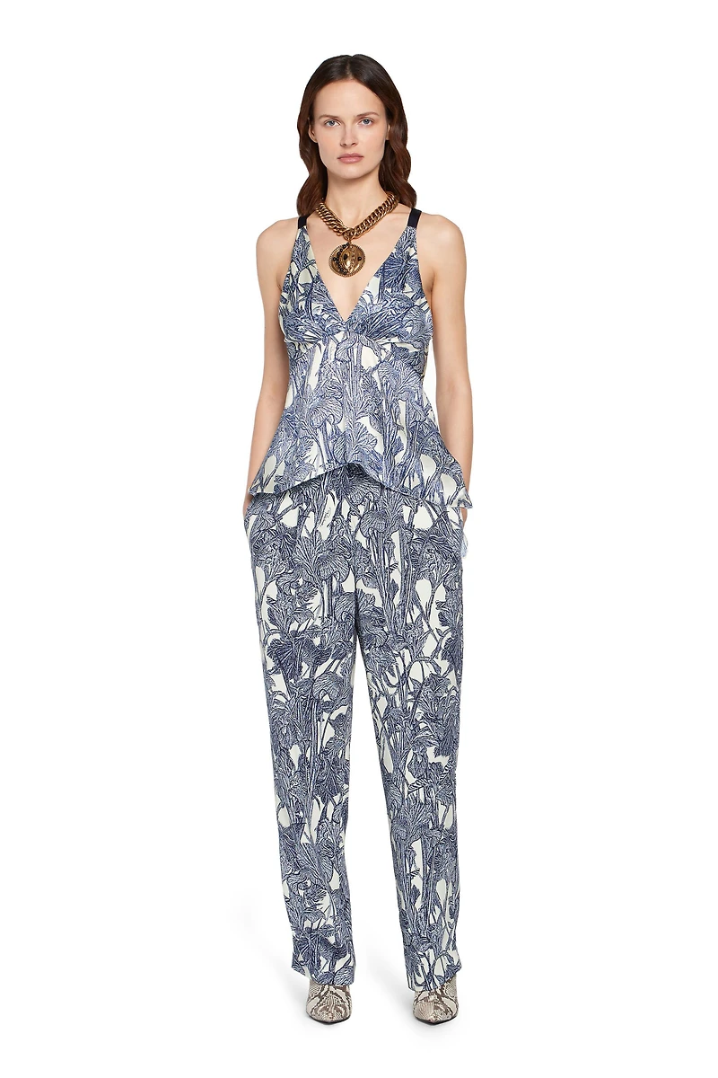 Iris print straight leg trousers