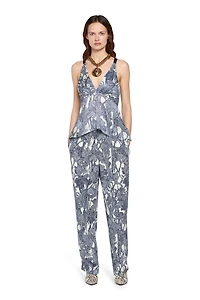 Iris print straight leg trousers