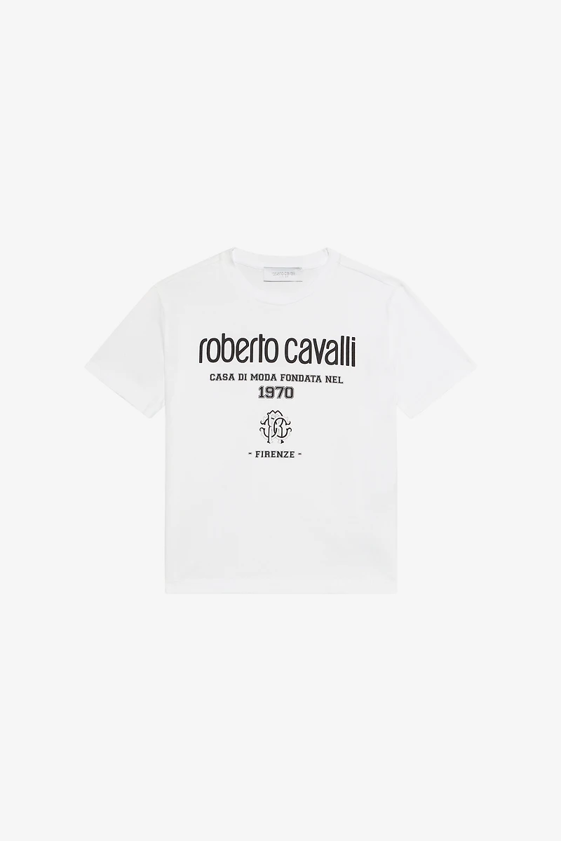 Optical White T-Shirt with Logo Lettering