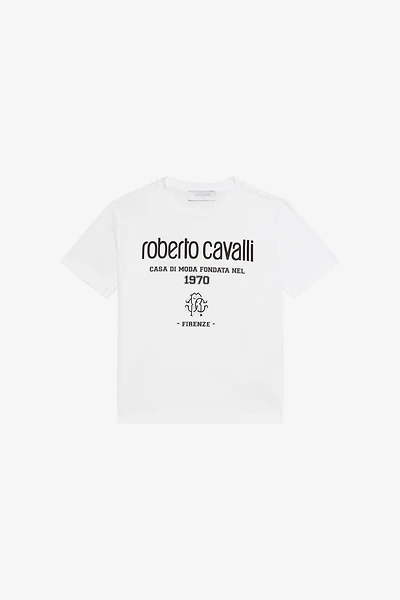 Optical White T-Shirt with Logo Lettering