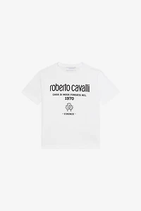 Optical White T-Shirt with Logo Lettering