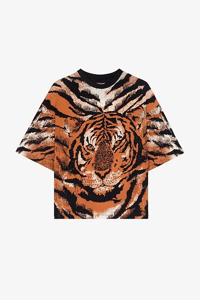 Tiger-Print Cotton T-Shirt