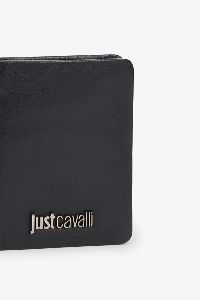 Black Wallet With Metal Logo