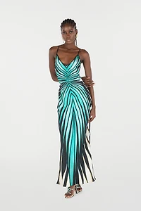 Ray Of Sea Print Silk Maxi Dress
