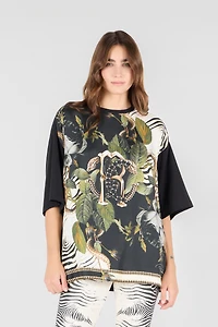 T-Shirt With Mirror Snake Monogram And Jungle Print