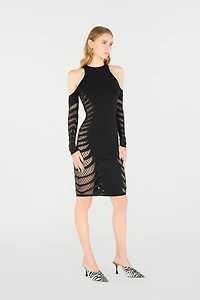 Midi Dress With Perforated Pattern