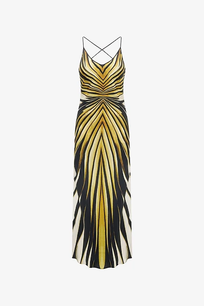 Ray Of Gold Print Silk Maxi Dress