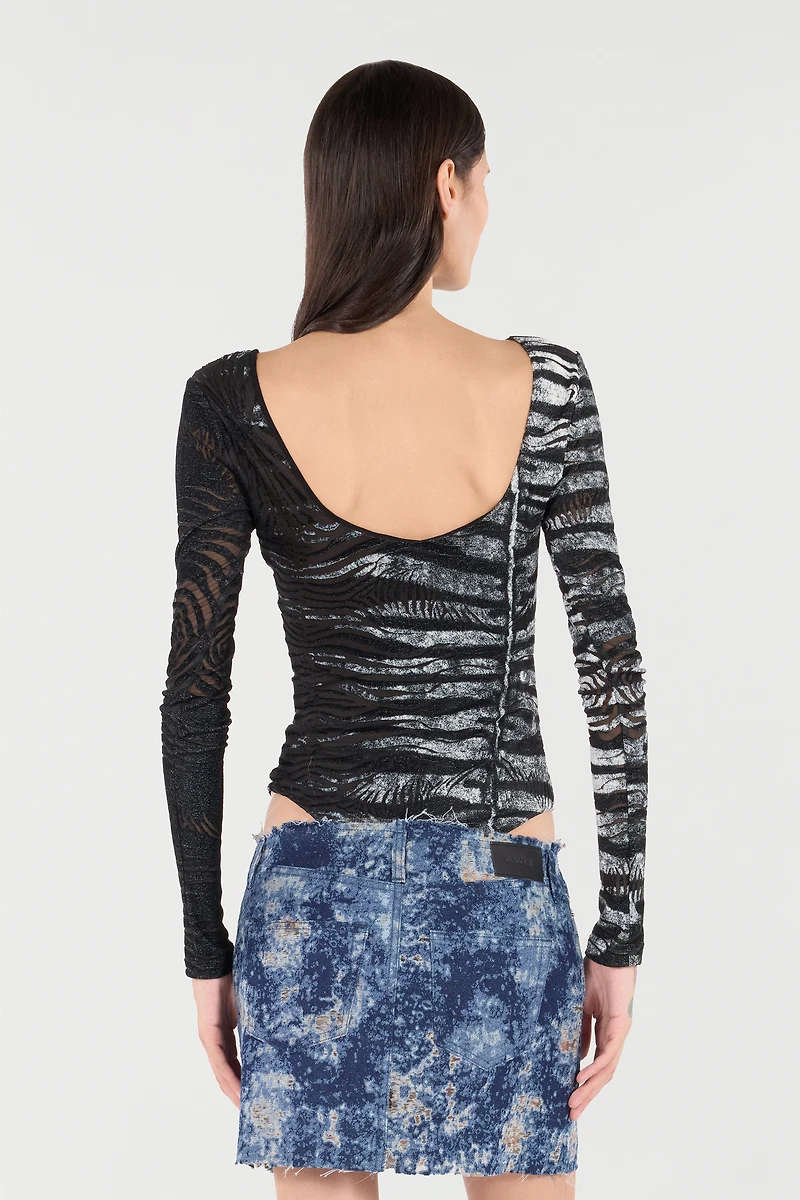 Bodysuit With Zebra And Tiger Skin Design