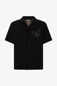 Black Short Sleeve Shirt With Logo Patch