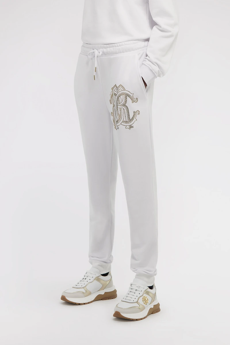 White Joggers With Crystal Monogram RC