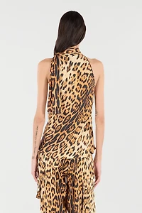 Halterneck Top With Jaguar Skin Print