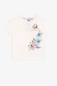 Flower-Print Logo-Embroidered T-Shirt