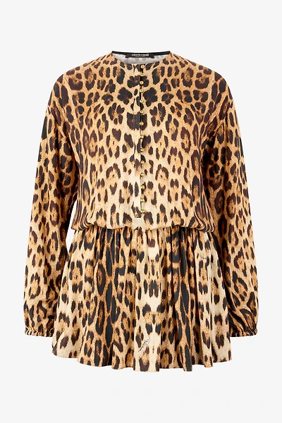 Short Dress With Jaguar Skin Print