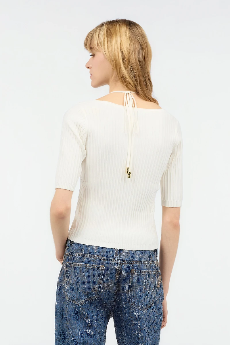 Three-Quarter-Sleeve Crop Top