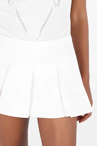 Pleated Denim Mini Skirt