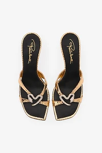Sandals With Snake Print And Bejeweled