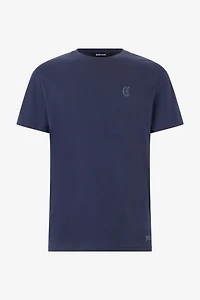 Navy Blue Cotton T-Shirt With Logo