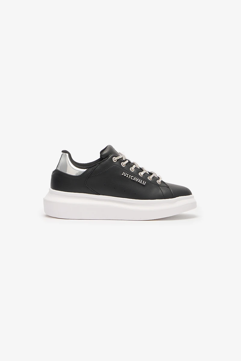 Lace-Up Sneakers With Rhinestones