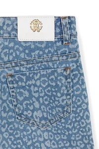 Leopard-Print Denim Shorts
