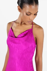 Crinkled Silk Long Dress