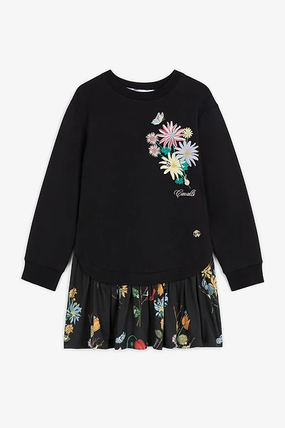 Logo And Floral-Embroidered Sweatshirt Dress
