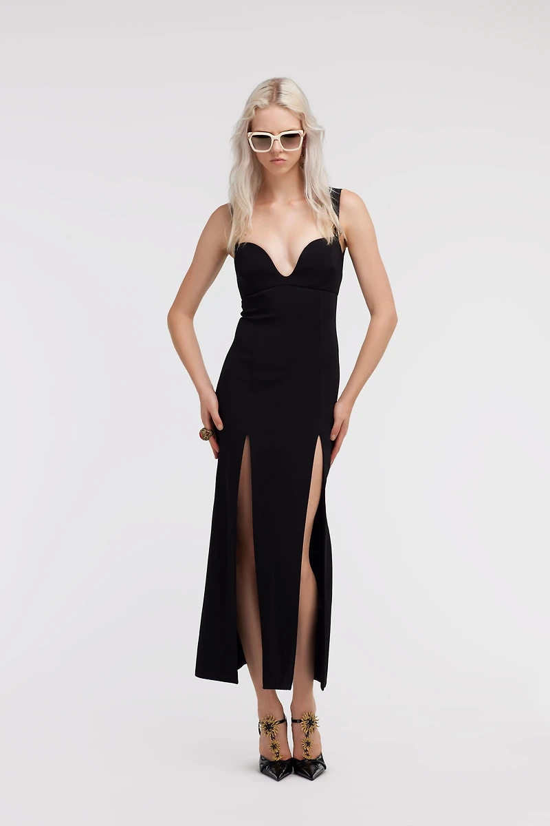 Midi dress with slits