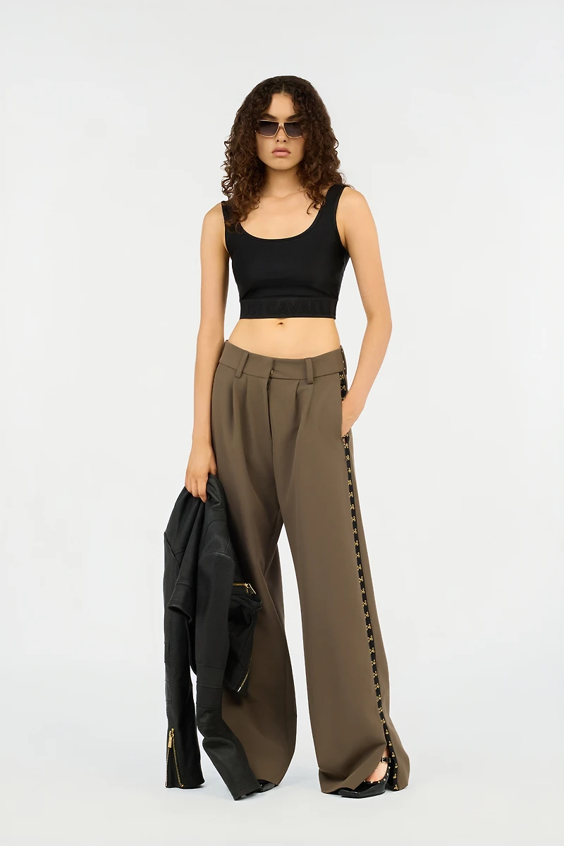 Black Crop Top with Logo Band
