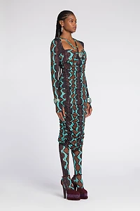 Snakeskin-Print Midi Dress