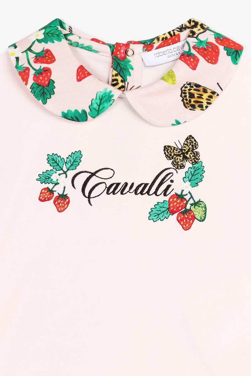 Butterfly And Strawberry-Embroidered Top