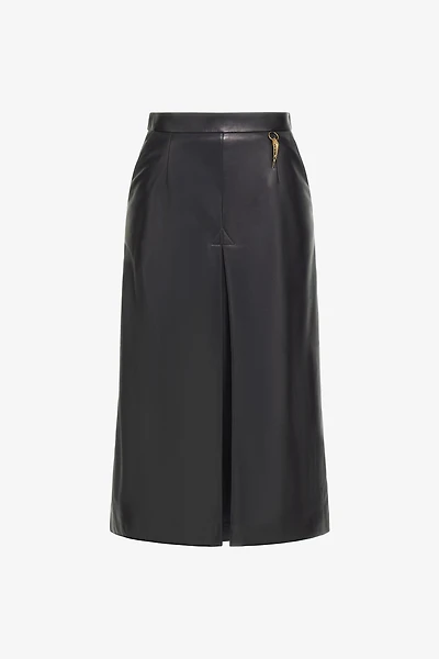 Leather midi skirt