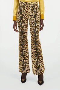 Denim Jeans With Jaguar Skin Print