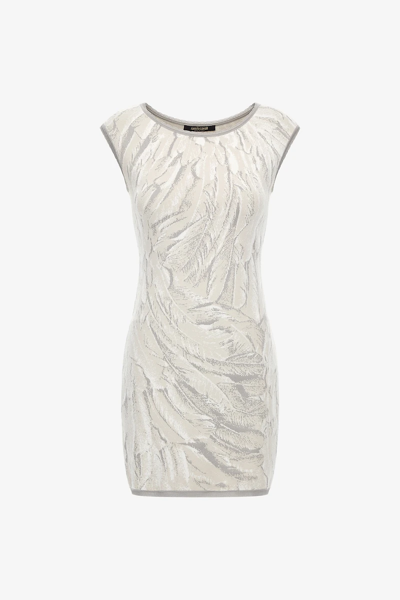 Ice Feathers Print Mini Dress