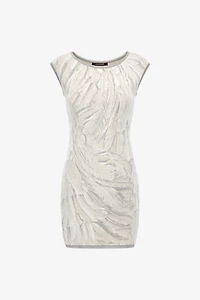 Ice Feathers Print Mini Dress