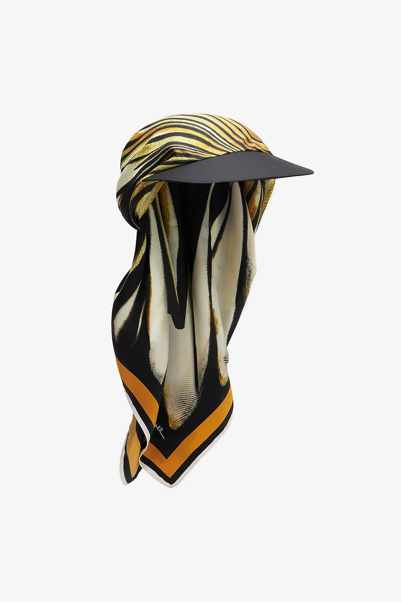 Hat with visor and Ray of Gold scarf