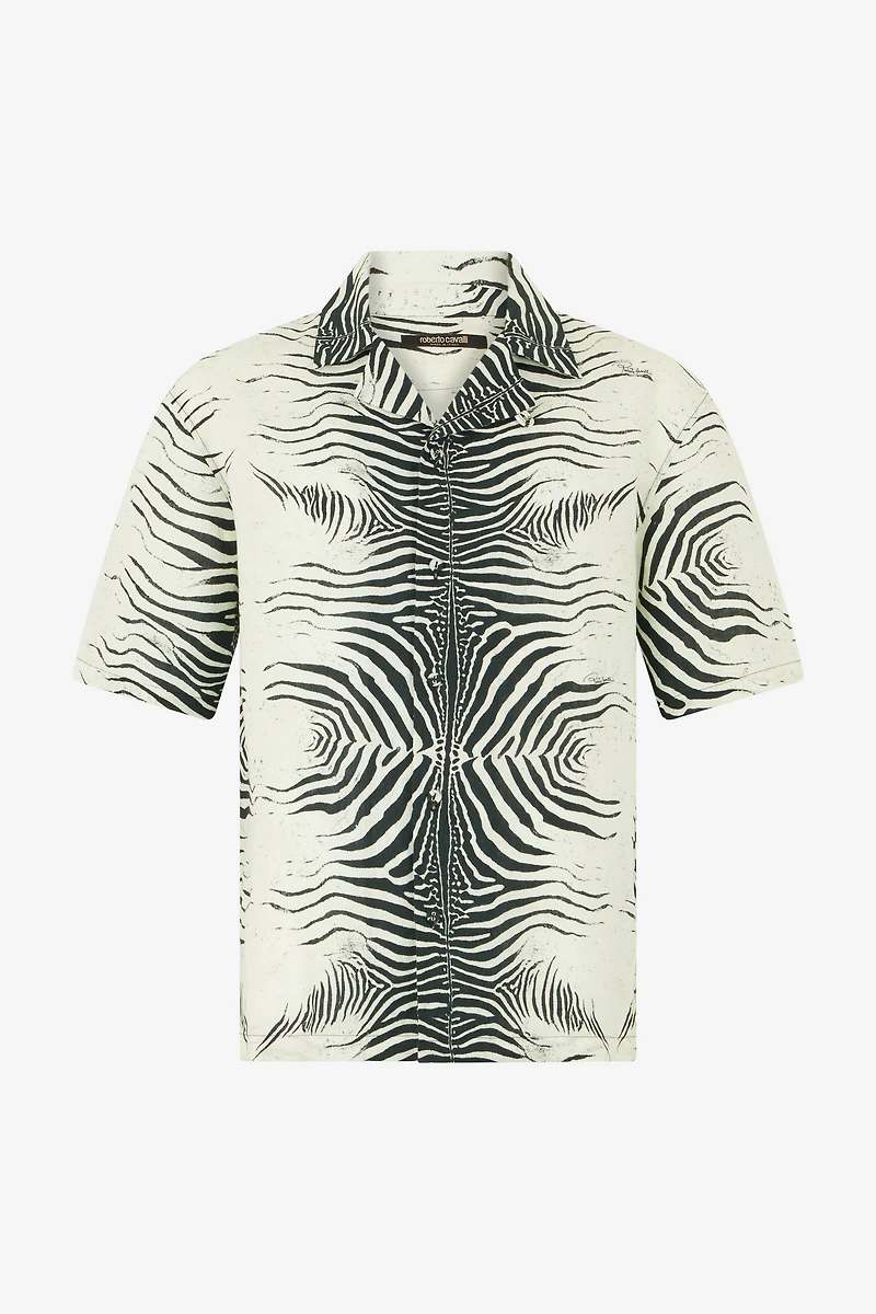 Linen Shirt With Mini Zebra Print