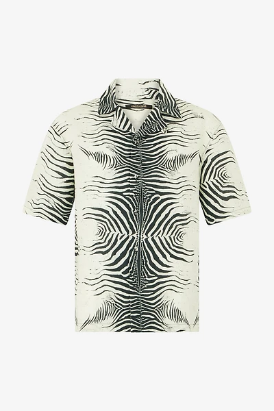Linen Shirt With Mini Zebra Print
