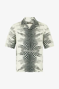 Linen Shirt With Mini Zebra Print