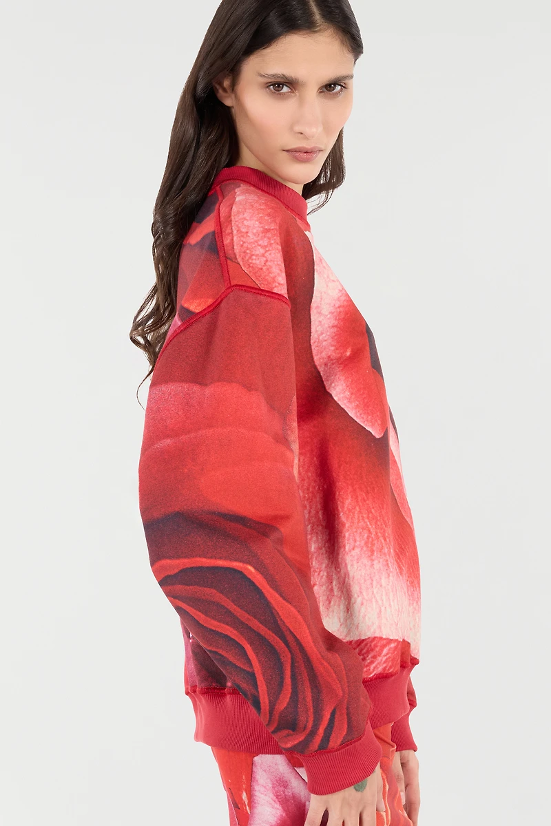 Sweatshirt With Maxi-Rose Print
