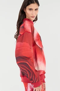 Sweatshirt With Maxi-Rose Print