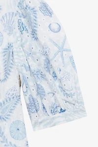 Marine-Print Broderie Anglaise Dress